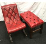 Leather Chesterfield style rocking chair with similar footstool