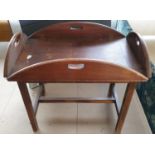 Mahogany fold down butlers tray on stand 60x80x50cm