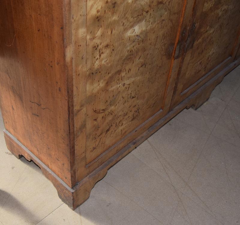 Walnut three door library bookcase with adjustable shelves over a 3 door cupboard base in 2 parts - Image 7 of 8