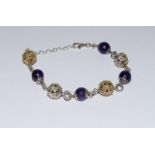 Amethyst silver /gold 925 Vermeil ball bracelet