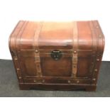 Wooden travelling trunk fitted two draws possibly Chinese with brass fitments 75x60x45cm