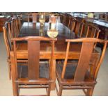 Oriental hard wood 10 seat extending dining table ,with 2 extra central leaves 75x120x160cm