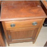 Mahogany single draw cupboard with brass ring handles75x55x45cm