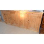 Superb 2 part pine 4 door dresser with glassed upper over 4 cupboard lower part 235x210x45cm when