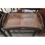 Mahogany fold down butlers tray on stand 60x80x50cm