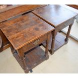 Good pair of oak single draw lamp tables with fitted under tray 65x50x50cm