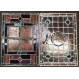 Two antique stained glass panels. Both approx 73x52 cm.