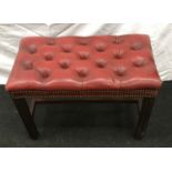 Georgian style leather Chesterfield foot stool 50x70x40cm