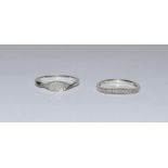 2 x diamond set 925 silver rings sizes O and P