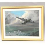 Oil on canvas WWII bomber signed Banks 60x50cm