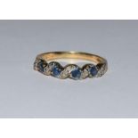 9ct gold ladies diamond and tanzanite ring h/m 0.1ct size T