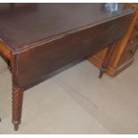 Mahogany single draw Pembroke table on twisted legs 70x100x55cm opened 70x100x135cm