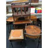 8 mix pieces of mahogany furniture to included a bookcase ,Canterbury and mixed tables