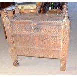 Ornately carved silver or travelling trunk of possible middle eastern origin 90x80x45cm