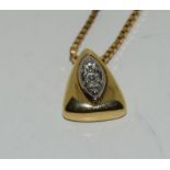 18ct gold diamond pendant on a 9ct gold box chain