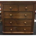 Victorian mahogany 2/3 chest of draws with turned handles 110x105x45cm