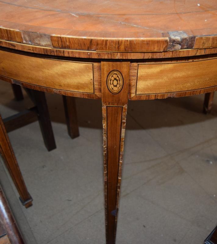 Demi lune games table on tapered supports and an inlaid wine cellar - Image 4 of 4