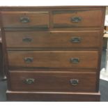 Mahogany 2/3 chest of draws with brass drop handles 150x150x50cm