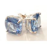 Large blue topaz 925 silver earrings.
