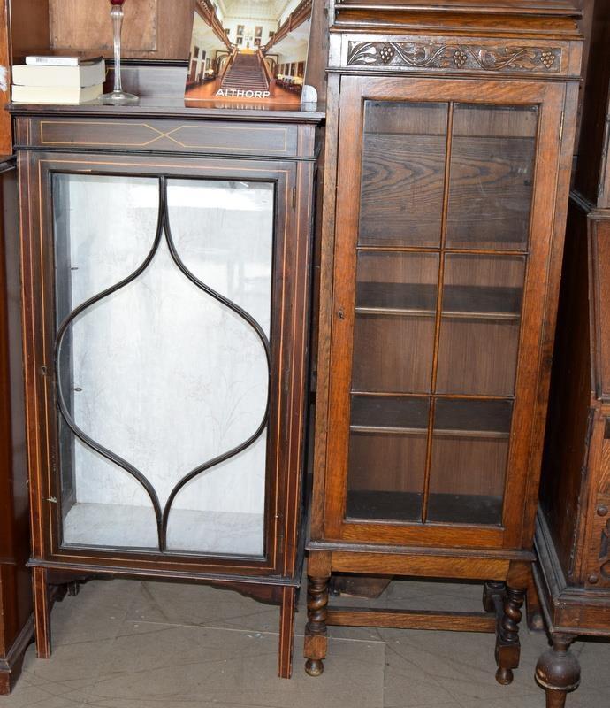 Edwardian mahogany display case of smaller proportion together with another with adjustable shelves. - Image 2 of 2