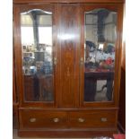 Edwardian inlaid two door two draw wardrobe with double mirrored doors 210x150x50cm