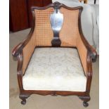 Mahogany Berger show wood salon chair with upholstered seating on stub legs 80x70x70cm