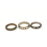 3 9ct gold/silver 1930/40 rings