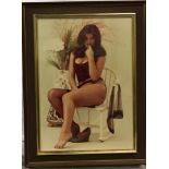 Framed 1970 photo erotic pose 90x60cm