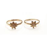 9ct gold and CZ rings x 2.