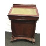 Contemporary mahogany leather top Davenport desk 90x60x55cm