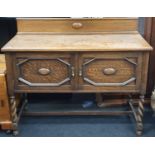 Vintage oak sideboard on barley twist legs.