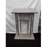 A double size aluminium truss lectern with under shelf 125 x 90 x 40 cm