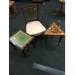 Antique nursing/bedroom chair together with two side tables.