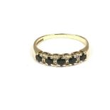 9ct gold ladies diamond and sapphire half eternity ring size O