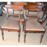 Set 4 Victorian mahogany bar back chairs on turned supports with drop in seats