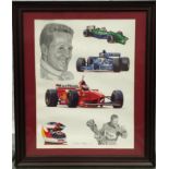 Michael Schumacher F1 race tribute 70x55cm