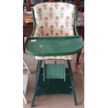 A Vintage green painted high chair.