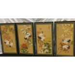 Four Chinese panels depicting cranes 90x50cm each