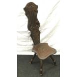 Carved back wooden welsh spinning chair 90x30x35cm