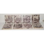 Dutch Delftware quantity of manganese glazed tiles depicting Biblical / Religious scenes c1700-