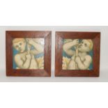 Maw & Co. Floreat Salopia Benthall Works Jackfield pair of framed tiles, C H Temple photographic