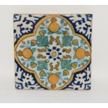 Dutch Delftware early polychrome tile c1600-1640.