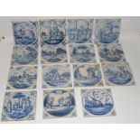 Dutch Delftware large quantity of blue & white tiles depicting Biblical / Religious scenes c1800'