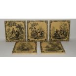 Minton Watteau Tiles c1880s 6" x 6" (5)