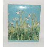 George Jones large Majolica tile depicting snowdrops c1880s 6.8" x 8"