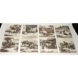 Mintons China Works set of 8 tiles from the Farmyard series by William Wise c1870s. 6" x 6" (8).