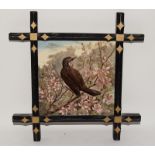 Minton China Works framed tile by L. T. Swetnam c1886 (frame with tile 9.8" x 9.8")