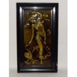 Gibbons Hinton & Co. relief moulded tile depicting a figure feeding a swan possibly designed by Owen