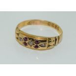 18 ct gold antique ruby and diamond ring size S