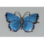 Charles Horner Art Nouveau silver and enamel butterfly brooch . Chester 1909